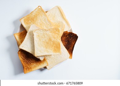 Sliced White Bread Toast In Different Shade, Top View