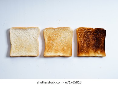 Sliced White Bread Toast In Different Shade, Top View
