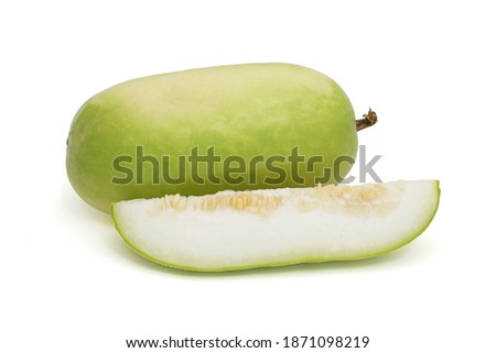 Sliced Winter melon isolated on a white background.  (White gourd, Winter gourd or Ash gourd)