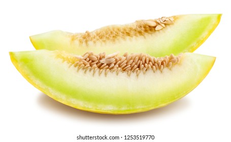 Sliced Yellow Honeydew Melon Path Isolated