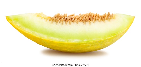 Sliced Yellow Honeydew Melon Path Isolated