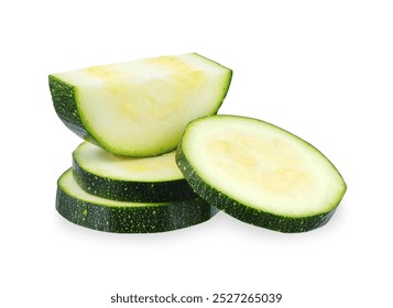 Sliced zucchini vegetable isolated on white background. zucchini clipping path - Powered by Shutterstock