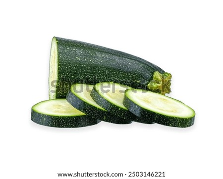 Sliced Zucchini vegetable isolated on white background. zucchini clipping path