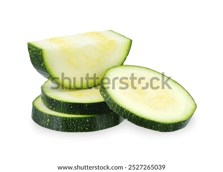 Sliced zucchini vegetable isolated on white background. zucchini clipping path