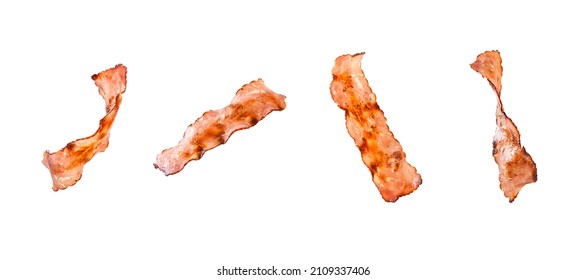 slices of bacon isolated on a white background - Shutterstock ID 2109337406