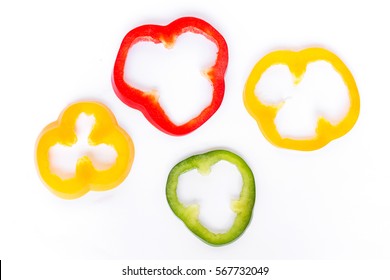 Slices Of Bell Pepper Isolated On White Background