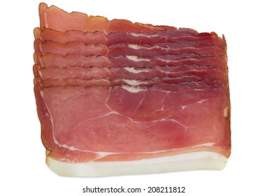 Slices Of  Black Forest Ham On White.