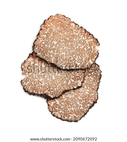 Slices of black truffle isolated on white, top view Foto d'archivio © 