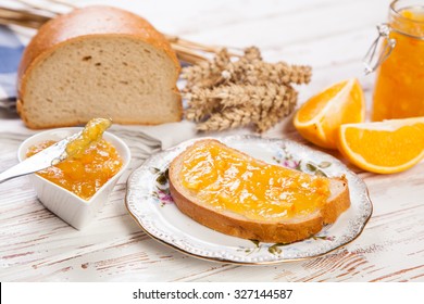 Slices of bread with jam for breakfast - Shutterstock ID 327144587