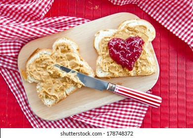 Slices Of Brioche With Peanutbutter And Jelly