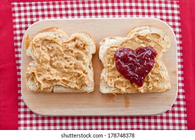 Slices Of Brioche With Peanutbutter And Jelly