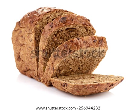 Slices of brown bread on table