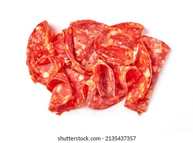 Slices Of Chorizo Salami On White