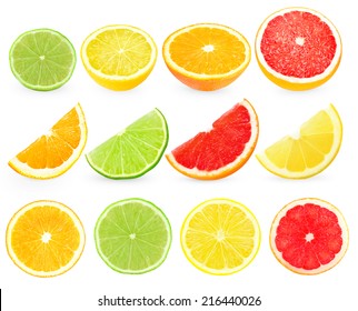 Slices Citrus On White Background 