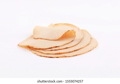 slices of deli meat, cold cuts, appetisers, ham, mortadella, salami on white background