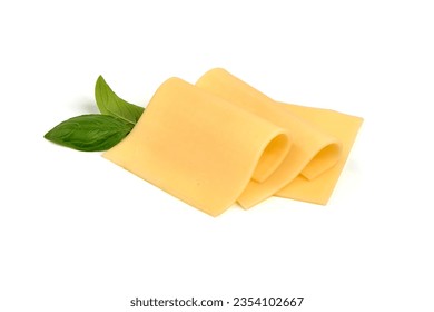 Slices of gouda cheese, isolated on white background - Powered by Shutterstock