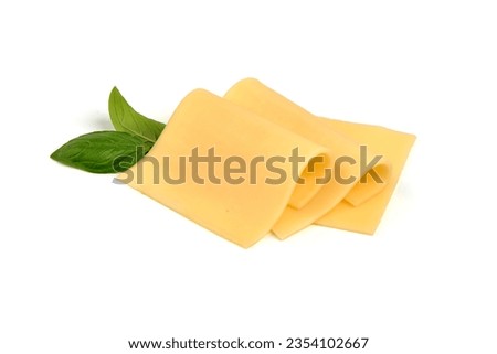 Slices of gouda cheese, isolated on white background