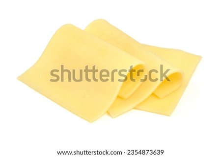 Slices of gouda cheese, isolated on white background