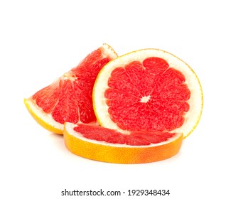 Slices of grapefruit isolated on a white background.