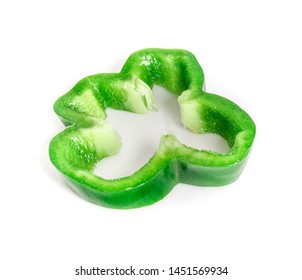 Slices Green Pepper Isolated On White Background