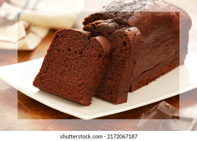 Slices Of Homemade Dark Chocolate Cake On A Platter