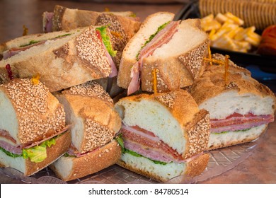 Slices Of An Italian Party Sandwich On A Platter