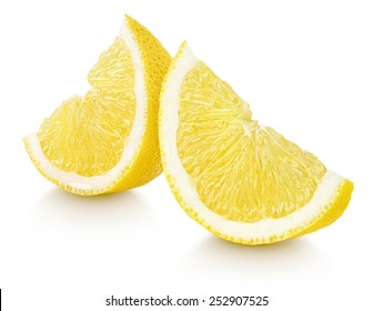 Slices Of Lemon Citrus Fruit Isolated On White Background