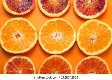 Slices of Oranges. Red Blood Orange Fruit it's a orange variety with blood colored flesh. Healthy Food. 