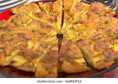 Slices Of Potato Omelette On A Plate