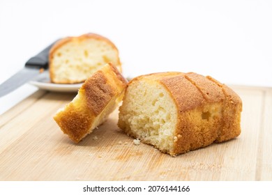 Slices Of Pound Cake Isolated On White Background, Front View