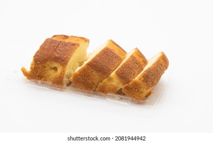 Slices Of Pound Cake Isolated On White Background, Front View