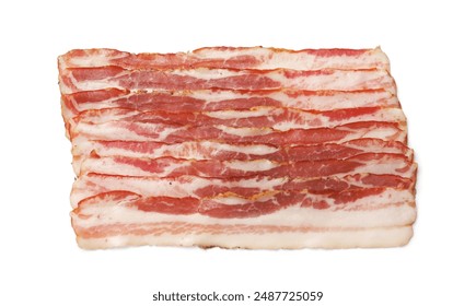 Slices of raw bacon isolated on white, top view - Powered by Shutterstock