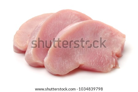 Slices of raw turkey meat fillet isolated on white Сток-фото © 