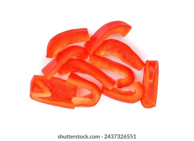 Slices of red bell pepper isolated on white background. Top view - Powered by Shutterstock