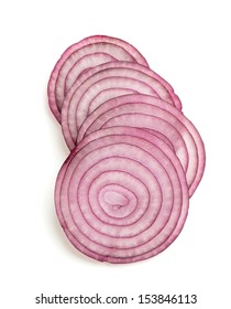 Slices Of Red Onion Isolated On White