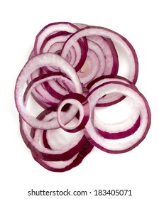 Slices Of Red Onion Isolated On White