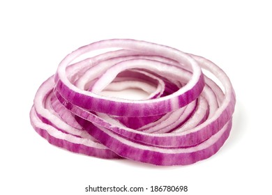 Slices Of Red Onion Isolated On White