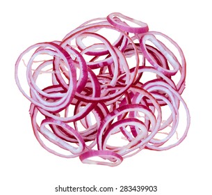 Slices Of Red Onion Isolated On White