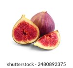 Slices of ripe fresh fig isolated on white background