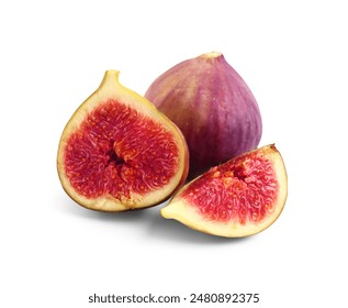 Slices of ripe fresh fig isolated on white background