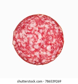 Slices of salami. Isolated on a white background. sausage cut