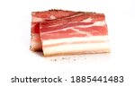 Slices of salo, bacon, lard, silverside, gammo. Pieces, strips of salty high-fat meat cooked with spices