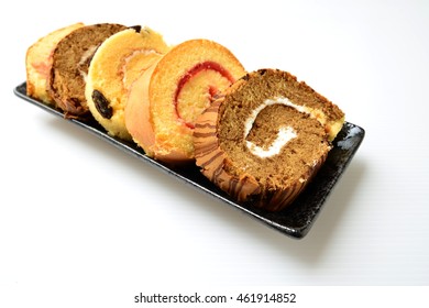 Slices Of Sponge Cake Roll 