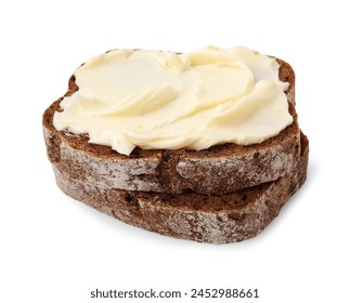 Slices of tasty bread with butter isolated on white - Powered by Shutterstock