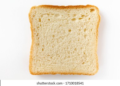 Slices Toast Bread Isolated On White Background. Top View, Flat Lay