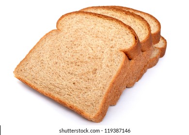 Slices Of Wheat Bread Isolated White Background