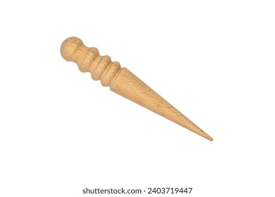 Slicker cone shape solid beech wooden handle isolated on whie background.