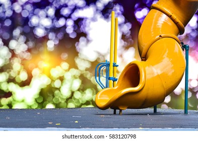 Slid Park Children Play Ground On Boke Background