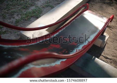 Slides are made of steel plates that have rusted parts