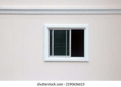 Sliding Window Frame And Cement Wall, Window Of An Ancient Building.